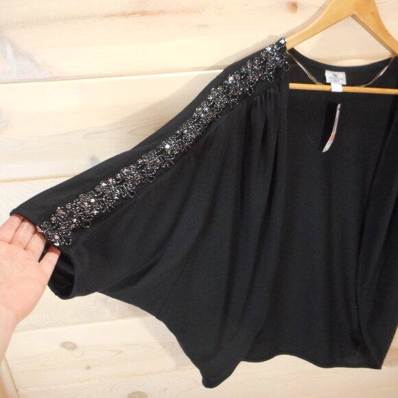 NWT Worthington Size XL Black Cardigan Sweater Sequin Embellished Dolman Sparkle - Picture 3 of 11